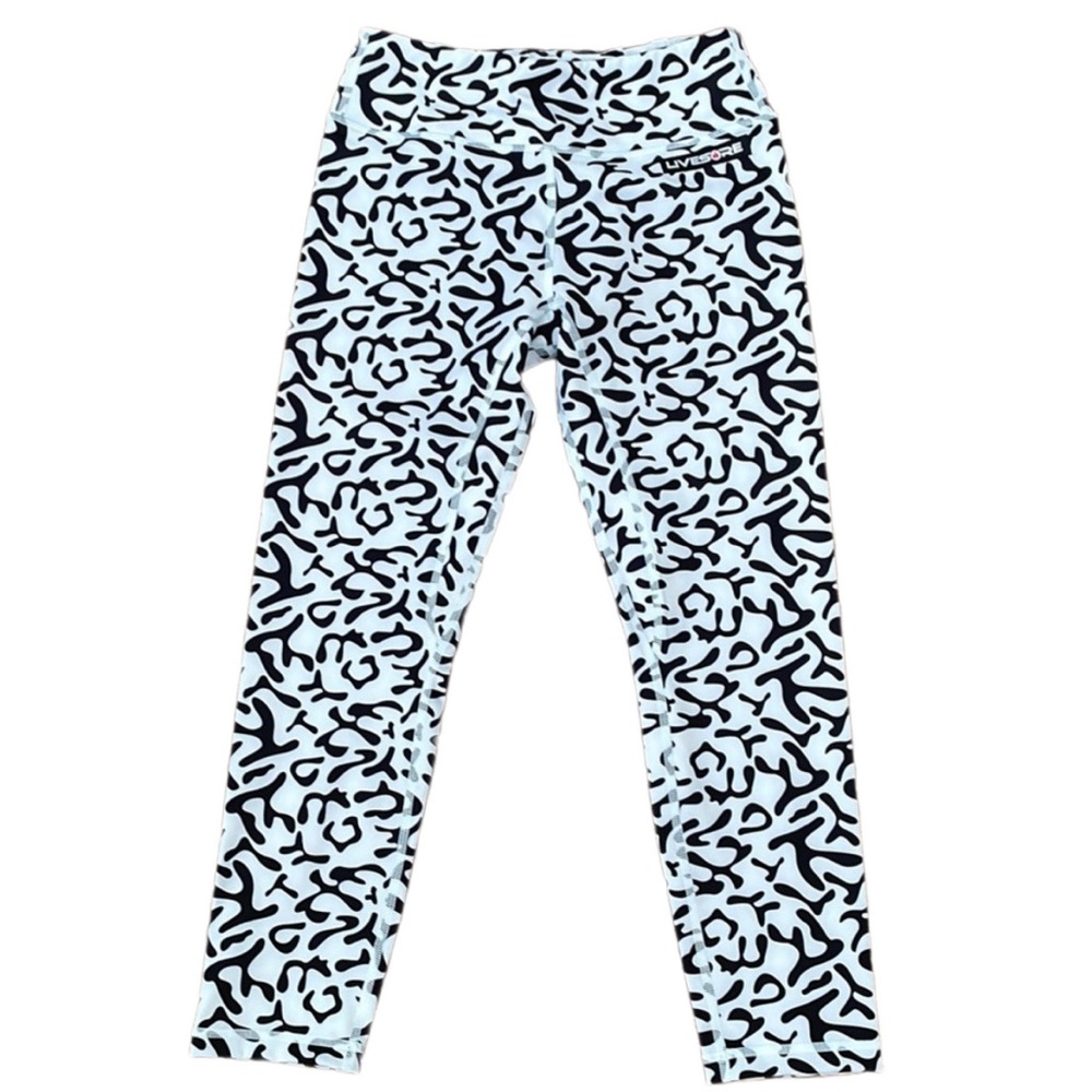 NWOT LIVESORE Light Gray and Black Mid-Rise Leggings